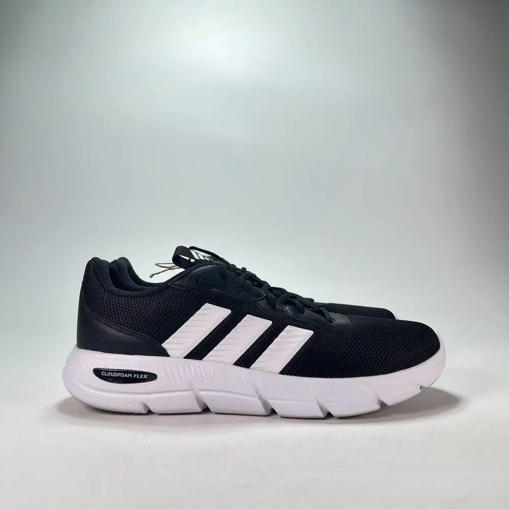 adidas Cloudfoam Flex Laces Core Black White Walking Shoes HQ4854 Men's Size 10